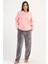 Kadın Pembe Renk Uzun Kollu Welsoft Kumaş Pijama Takımı C8T1N1304 1