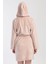 Kadın Bej Renk Kapüşonlu Welsoft Cepli Sabahlık C5T1N1304 4