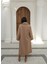 Kapsül Grdırop Bej Balık Sırtı Desen Oversize Kaban 5