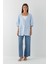 Keten Görünümlü Oversize Ceket Mavi 2