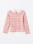 Lcw Kids Pembe Bebe Yaka Çizgili Kız Çocuk Tişört 2
