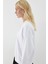 Düz Basic Bisiklet Yaka Sweatshirt Beyaz 3