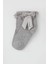 Kız Çocuk Soket Çorap Dantelli Fiyonk Detaylı 3-12 Yaş, Gri Melanj 1
