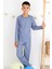 Erkek Çocuk Pijama Takımı Kare Desenli 9-12 Yaş, Mavi 6