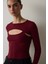 Bordo Bisiklet Yaka Uzun Kollu Pencere Detaylı Bodysuit 8