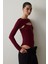 Bordo Bisiklet Yaka Uzun Kollu Pencere Detaylı Bodysuit 10