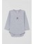 Erkek Bebek Çıtçıtlı Zıbın Body Maymuncuk Baskılı 9 Ay-3 Yaş, Açık Gri Melanj 4