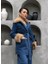 Yaka ve Kolda Kürk Detaylı Denim Ikili Takım | Pantolon Ceket Kadın Kot Takım 1