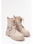 508-3038 Bej Toka Aksesuarlı Fermuarlı Günlük Kadın Bot 5
