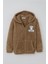 Kız Çocuk Peluş Mont Ayıcık Nakışlı Kapüşonlu Cepli 8-12 Yaş, Kahverengi 1