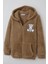 Kız Çocuk Peluş Mont Ayıcık Nakışlı Kapüşonlu Cepli 8-12 Yaş, Kahverengi 3