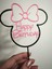 Happy Birthday Yazılı Pembe Fiyonklu Doğum Günü Pasta Süsü - Parti Pastası Topper 1
