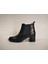 Kadın Hakiki Deri Siyah Lastikli Topuklu Bot 2