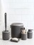 5 Parça Banyo Set Çöp Kovası Wc Fırçası Sıvı Sabunluk Diş Fırçalık Katı Sabunluk Gri 1