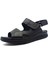 Hakiki Deri Siyah Renk Bantlı Düz Taban Kadın Sandalet 3