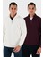 Pamuklu Regular Fit Yarım Fermuarlı Dik Yaka 2'li Paket Sweat Erkek Sweat 5905716S2 1