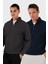 Pamuklu Regular Fit Yarım Fermuarlı Dik Yaka 2'li Paket Sweat Erkek Sweat 5905716S2 1