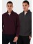 Pamuklu Regular Fit Yarım Fermuarlı Dik Yaka 2'li Paket Sweat Erkek Sweat 5905716S2 1