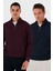 Pamuklu Regular Fit Yarım Fermuarlı Dik Yaka 2'li Paket Sweat Erkek Sweat 5905716S2 1