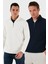 Pamuklu Regular Fit Yarım Fermuarlı Dik Yaka 2'li Paket Sweat Erkek Sweat 5905716S2 1