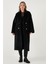 Oversize Kruvaze Yaka Yumuşak Dokulu Uzun Trençkot Bayan Trençkot 6839610 3