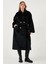 Oversize Kruvaze Yaka Yumuşak Dokulu Uzun Trençkot Bayan Trençkot 6839610 5