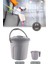 2’li Temizlik Kova Seti, Kapaklı Kulplu Plastik Su Kovası 10 Litre + Maşrapa 1,5 Litre 2’li Set Gri 1