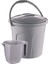 2’li Temizlik Kova Seti, Kapaklı Kulplu Plastik Su Kovası 10 Litre + Maşrapa 1,5 Litre 2’li Set Gri 4