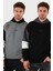 Pamuklu Relaxed Fit Kapüşonlu Içi Tüylü Yumuşak Şardonlu 2' Li Paket Sweat Erkek Sweat 5905299S2 1