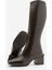 Kadın Küt Burun Fermuarlı Kalın Topuklu Çizme Lusso Kahve 8