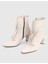 Moxy Hakiki Deri Krem Kadın Topuklu Bot 2