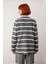 Kadın Çizgili Triko Düşük Kol Bisiklet Yaka Kışlık Tesettür Giyim Rahat Regular Kalıp Kazak 3