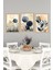 🌿 Geometrik Bitkisel Motifli 3'lü Tablo Seti – Çerçevesiz Uv Baskı 13X17 - 21X30 -30X40 cm CRVS1044 13 x 17 5