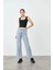 1001 Gri Kar Yüksek Bel Kadın Palazzo Denim Pantolon – Düz Kesim, Bol Paça, Premium Pamuklu Kumaş 1