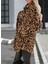 Kadın Uzun Kollu Yakalı Cepli Kısa Peluş Leopar Kaban 2