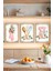 🖼️ Vintage Pembe Çiçekli Mutfak Temalı 3'lü Uv Baskılı Tablo Seti - Mdf (Çerçevesiz) CRVS1049 13 x 17 1