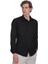Siyah Slim Fit Slim Yaka Pamuklu Uzun Kollu Gömlek 1
