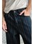 Çizgili Baggy Lacivert Jean 1