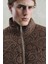 Desenli Süet Şişme Kahverengi Mont 1