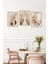 🌿 Bej ve Tarçın Tonlarında Soyut Gotik Kemerli Çiçek Temalı 3'lü Tablo Seti 🌿 CRVS1064 13 x 17 4