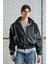 Kabartma Logolu Parçalı Siyah Deri Ceket 2