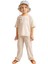 Kontrast Dikişli Keten Pantolon-Unisex-Natural 1