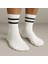 Erkek Beyaz Çift Çizgili Soket Çorap 5’li Paket 2