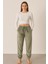 Kadın Cepli Paça Lastikli Kadife Tek Alt Yeşil 1