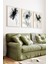 🖼️ Siyah Beyaz Şeffaf Çiçek Temalı 3’lü Çerçeveli Tablo Seti 🌿 CRV1111 23 x 32 1
