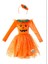 Kız Çocuk Cadılar Bayramı Halloween Turuncu Balkabaklı Kostümü Elbise +Taç + Süpürge + Siyah Babet 5