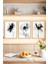 🖼️ Siyah Beyaz Çiçek Siluetli 3'lü Çerçeve Görünümlü Tablo Seti 🌟 CRVS1111 13 x 17 1