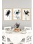 🖼️ Siyah Beyaz Çiçek Siluetli 3'lü Çerçeve Görünümlü Tablo Seti 🌟 CRVS1111 13 x 17 5