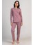 Kadın Büyük Beden Pembe Uzun Kollu Baskılı Pijama Takımı C9T0N0405 1