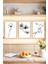 🖼️ Siyah Beyaz Minimal Çiçek ve Dal Temalı 3'lü Çerçeve Görünümlü Tablo Seti 🌟 CRVS1103 13 x 17 1